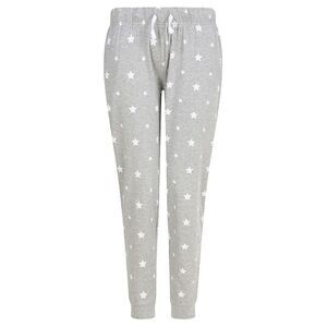 SF Womens/Ladies Stars Lounge Pants / Heather Grey/White